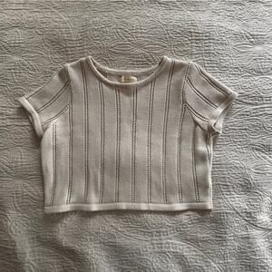 La Hearts Women’s Short Sleeve sweater, open knit, in Cream